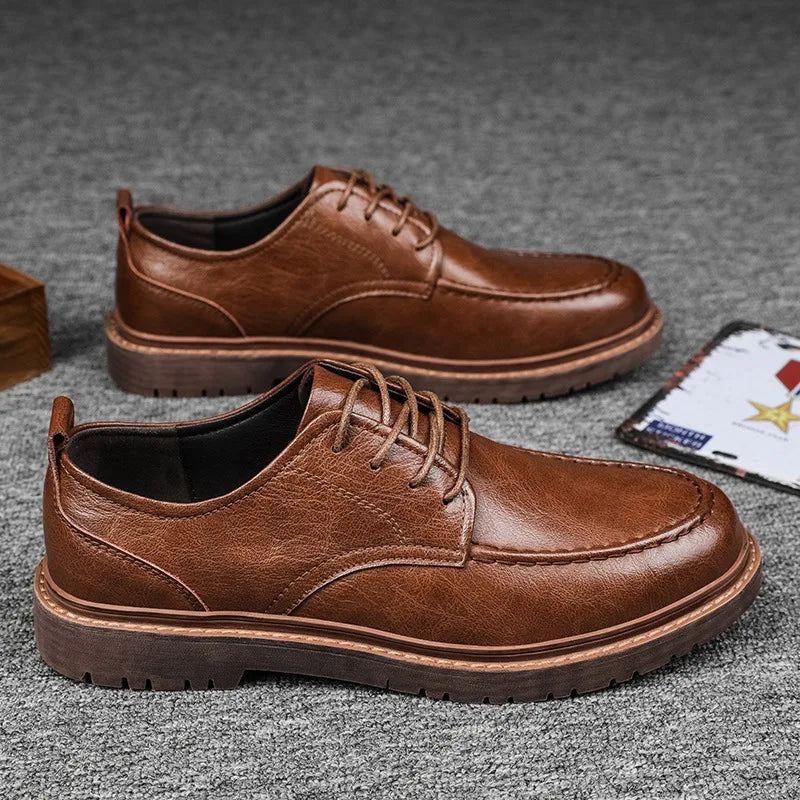 New Men Shoes 2026 Casual Shoes Men Genuine Leather Shoes Work Boots Business Casual Sneakers