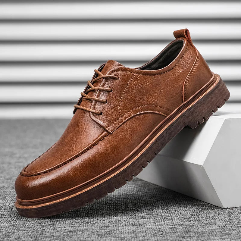 New Men Shoes 2026 Casual Shoes Men Genuine Leather Shoes Work Boots Business Casual Sneakers